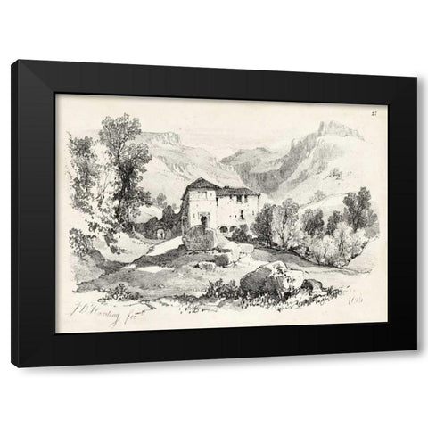 Idyllic Landscape IV Black Modern Wood Framed Art Print by Harding, J.D.