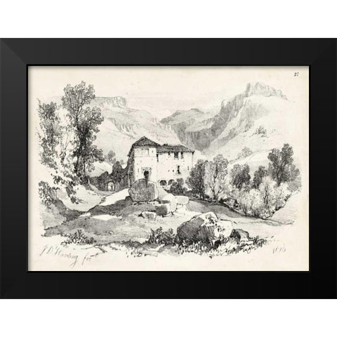 Idyllic Landscape IV Black Modern Wood Framed Art Print by Harding, J.D.