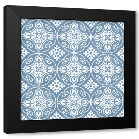 Chambray Tile IV Black Modern Wood Framed Art Print with Double Matting by Vision Studio