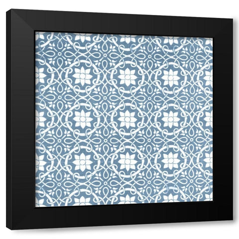 Chambray Tile VII Black Modern Wood Framed Art Print with Double Matting by Vision Studio