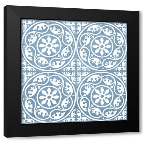 Chambray Tile VIII Black Modern Wood Framed Art Print with Double Matting by Vision Studio