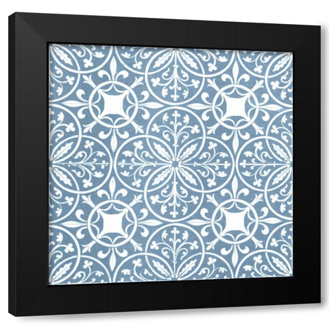 Chambray Tile IX Black Modern Wood Framed Art Print with Double Matting by Vision Studio