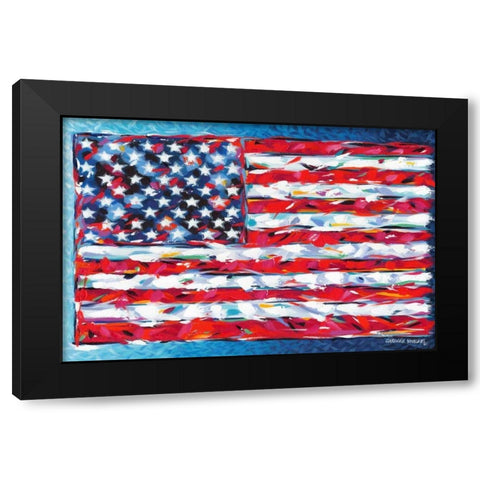 Vibrant Stars and Stripes Black Modern Wood Framed Art Print by Vitaletti, Carolee