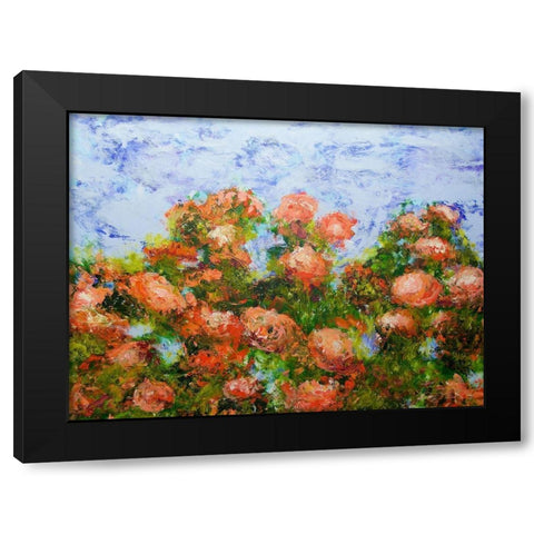 Red Ribbon Roses Black Modern Wood Framed Art Print by Friedlander, Allan