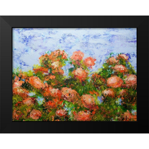 Red Ribbon Roses Black Modern Wood Framed Art Print by Friedlander, Allan