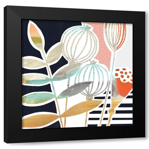 Patterned Flora I Black Modern Wood Framed Art Print with Double Matting by Borges, Victoria