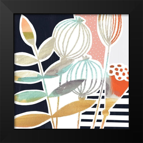 Patterned Flora I Black Modern Wood Framed Art Print by Borges, Victoria