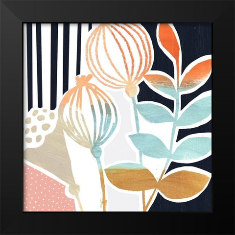 Patterned Flora II Black Modern Wood Framed Art Print by Borges, Victoria