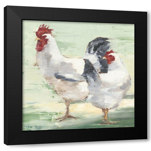 Chicken Run II Black Modern Wood Framed Art Print by Harper, Ethan