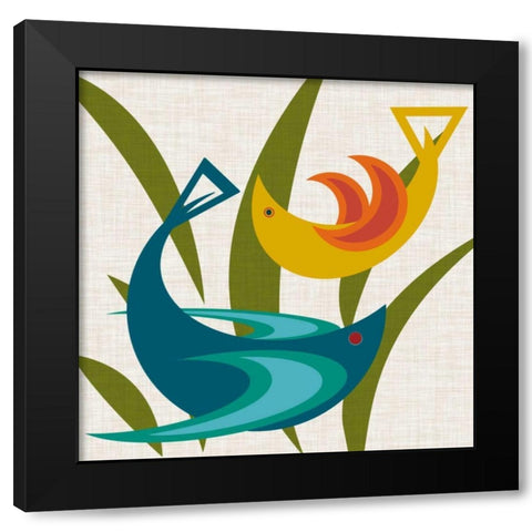 Avian Abstraction I Black Modern Wood Framed Art Print by Chandler, Sharon