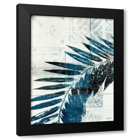 Palm Indigo II Black Modern Wood Framed Art Print with Double Matting by Butler, John