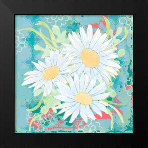 Daisy Patch Teal II Black Modern Wood Framed Art Print by Mark, Leslie