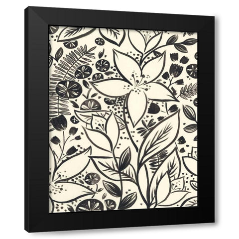 Brushstroke Blossoms I Black Modern Wood Framed Art Print with Double Matting by Vess, June Erica