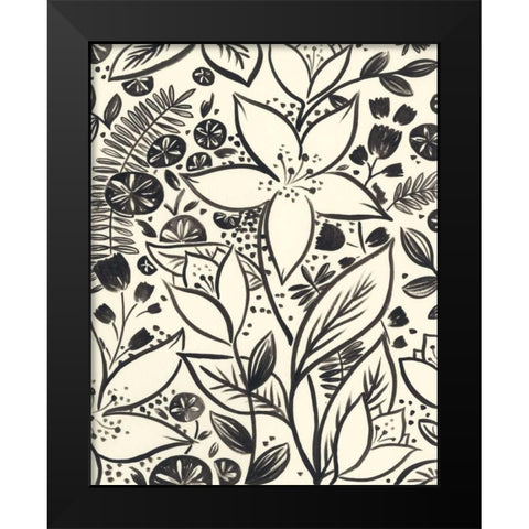 Brushstroke Blossoms I Black Modern Wood Framed Art Print by Vess, June Erica