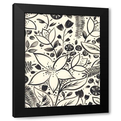 Brushstroke Blossoms II Black Modern Wood Framed Art Print with Double Matting by Vess, June Erica