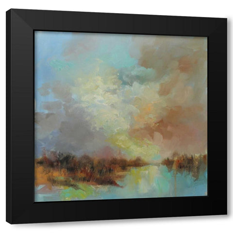 Jewelled Riverbank Black Modern Wood Framed Art Print with Double Matting by Doyle, Anne Farrall