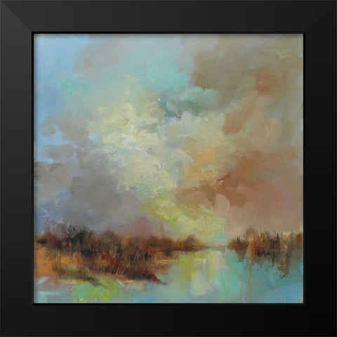 Jewelled Riverbank Black Modern Wood Framed Art Print by Doyle, Anne Farrall