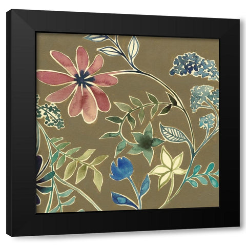 Mini Flower Garland I (ZHC) 8x8 Black Modern Wood Framed Art Print with Double Matting by Popp, Grace