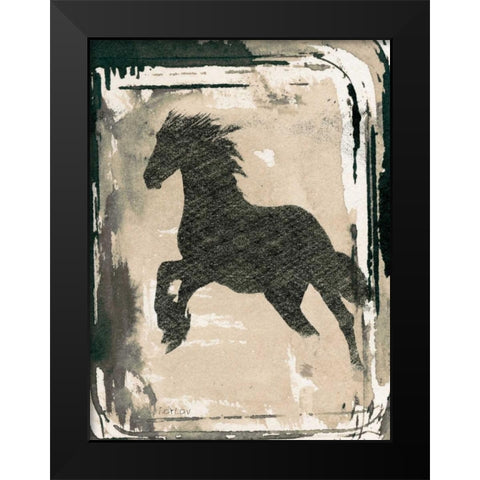 Running Horse I Black Modern Wood Framed Art Print by Orlov, Irena