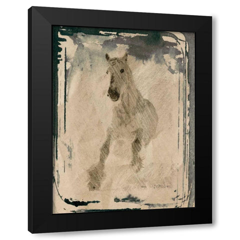 Running Horse IV Black Modern Wood Framed Art Print by Orlov, Irena