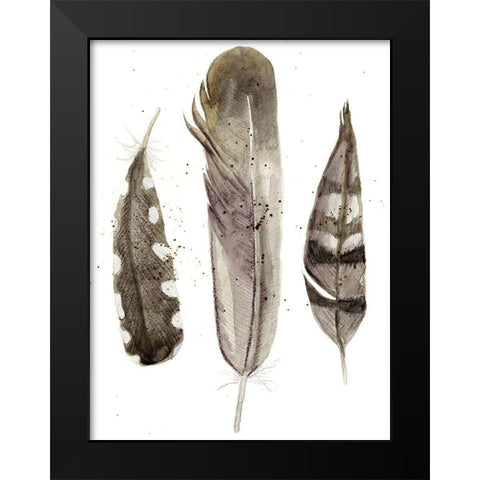 Custom Earthtone Feathers II (ASH) Black Modern Wood Framed Art Print by Ludwig, Alicia