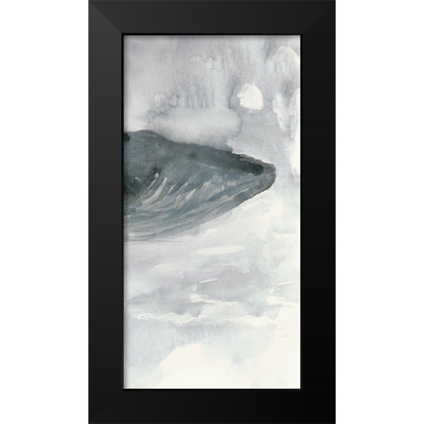 Blue Whale Triptych III Black Modern Wood Framed Art Print by Stellar Design Studio
