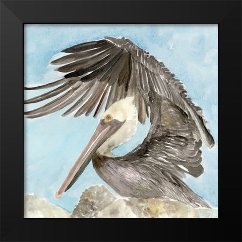 Soft Brown Pelican II Black Modern Wood Framed Art Print by Stellar Design Studio