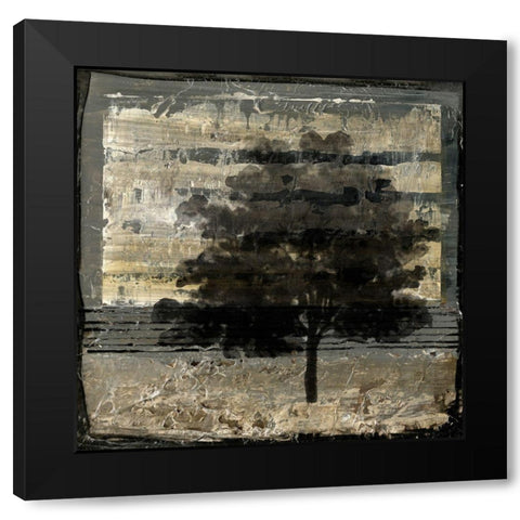 Composition With Tree I Black Modern Wood Framed Art Print with Double Matting by Stellar Design Studio