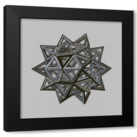 Equilateral Vertex I Black Modern Wood Framed Art Print by Stellar Design Studio