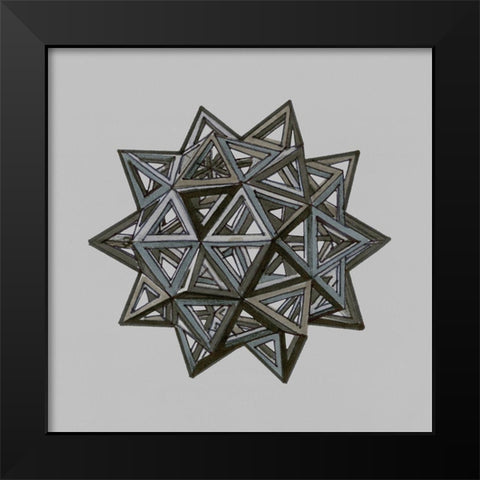 Equilateral Vertex I Black Modern Wood Framed Art Print by Stellar Design Studio