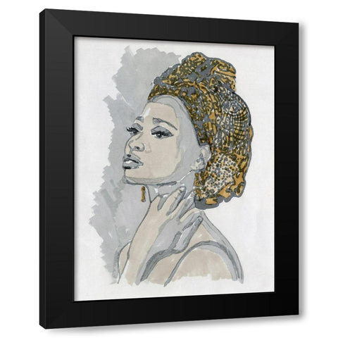 Hidaya II Black Modern Wood Framed Art Print with Double Matting by Stellar Design Studio