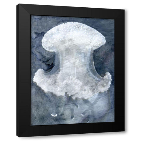 Indigo Jellyfish II Black Modern Wood Framed Art Print by Stellar Design Studio