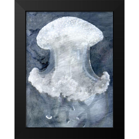 Indigo Jellyfish II Black Modern Wood Framed Art Print by Stellar Design Studio