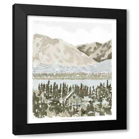 Watercolor Mountain Retreat I Black Modern Wood Framed Art Print by Stellar Design Studio