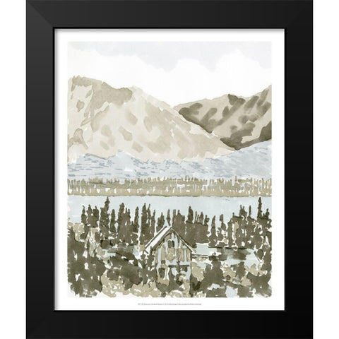 Watercolor Mountain Retreat I Black Modern Wood Framed Art Print by Stellar Design Studio