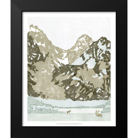 Watercolor Mountain Retreat II Black Modern Wood Framed Art Print by Stellar Design Studio