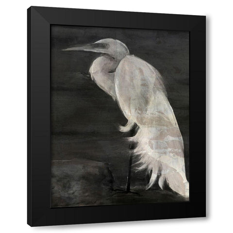 Textured Egret I Black Modern Wood Framed Art Print with Double Matting by Stellar Design Studio