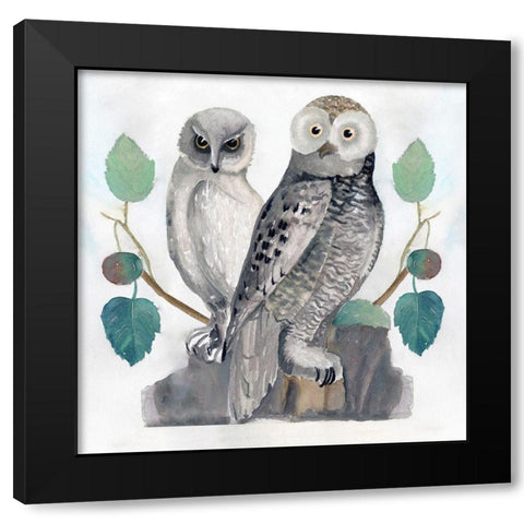 Traditional Owls I Black Modern Wood Framed Art Print with Double Matting by Stellar Design Studio