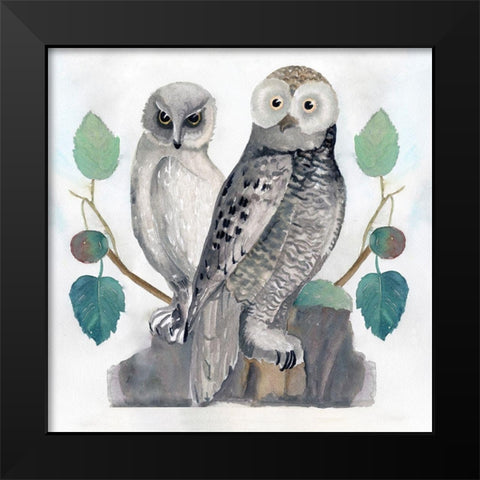 Traditional Owls I Black Modern Wood Framed Art Print by Stellar Design Studio