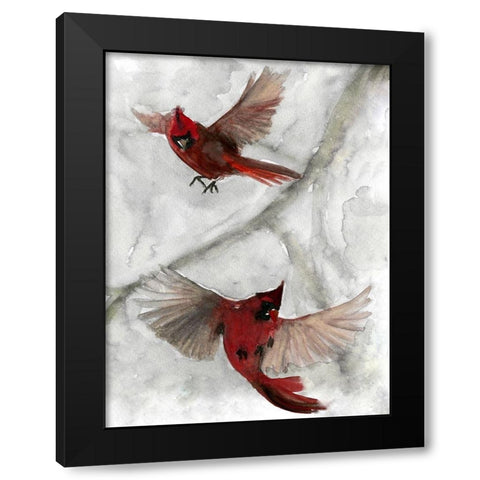 Cardinals I Black Modern Wood Framed Art Print with Double Matting by Stellar Design Studio
