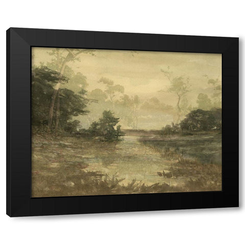 Sunset Pond II Black Modern Wood Framed Art Print with Double Matting by Stellar Design Studio