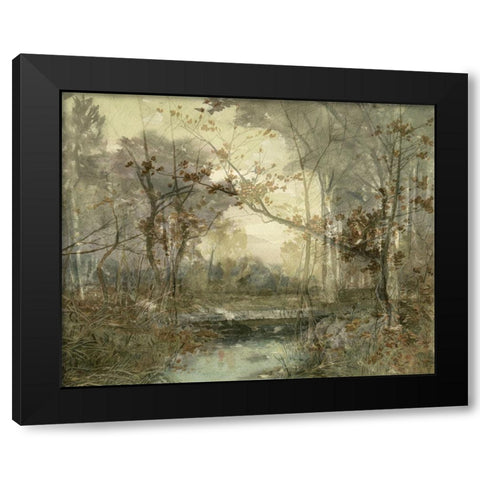 Sunset Pond III Black Modern Wood Framed Art Print with Double Matting by Stellar Design Studio