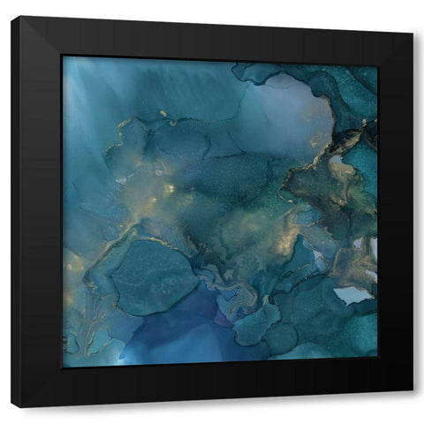 Aquamarine Drift I Black Modern Wood Framed Art Print with Double Matting by Borges, Victoria