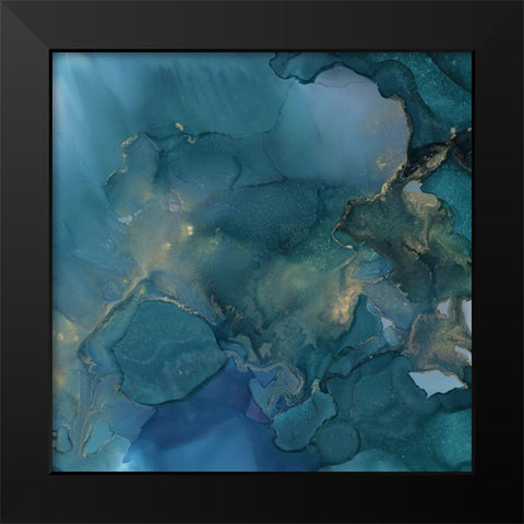 Aquamarine Drift I Black Modern Wood Framed Art Print by Borges, Victoria