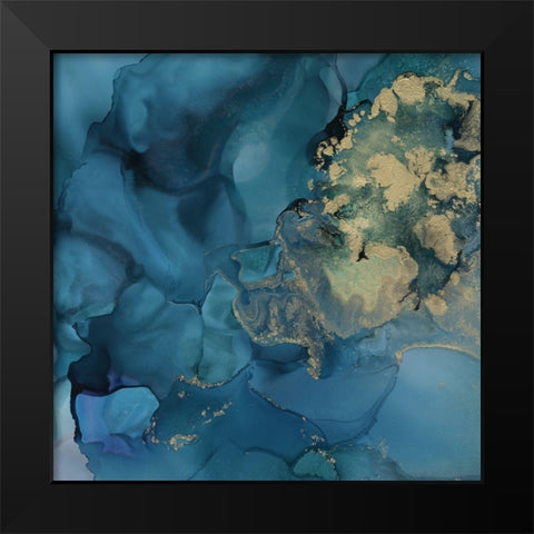 Aquamarine Drift II Black Modern Wood Framed Art Print by Borges, Victoria