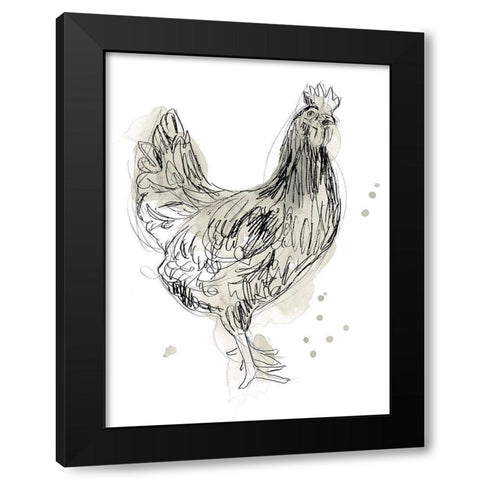 Feathered Fowl I Black Modern Wood Framed Art Print with Double Matting by Vess, June Erica