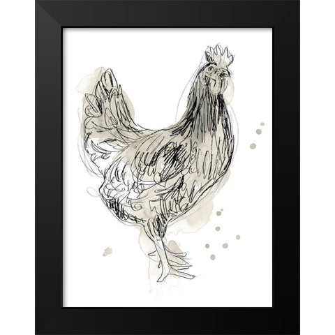 Feathered Fowl I Black Modern Wood Framed Art Print by Vess, June Erica