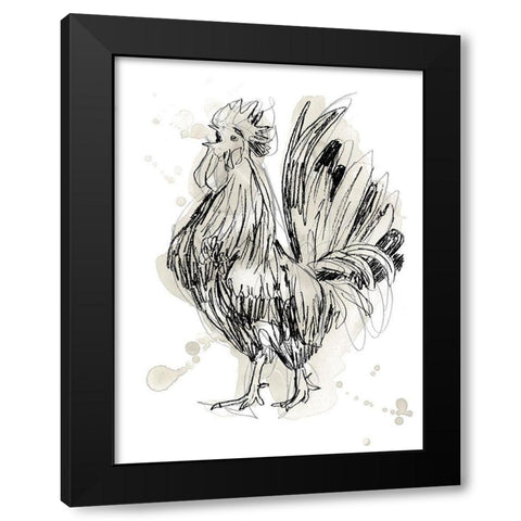 Feathered Fowl II Black Modern Wood Framed Art Print by Vess, June Erica