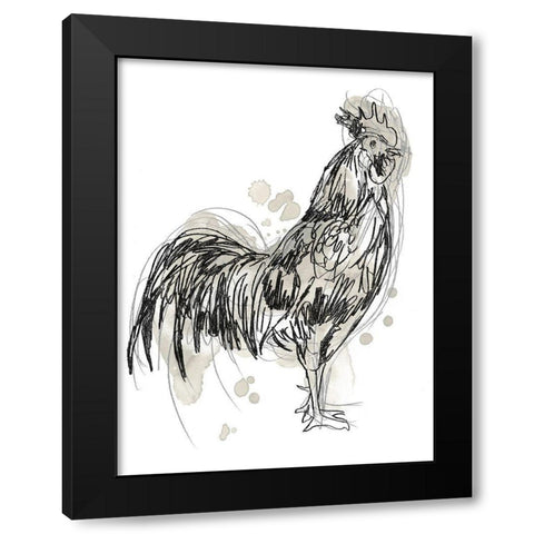 Feathered Fowl III Black Modern Wood Framed Art Print by Vess, June Erica