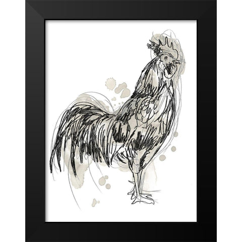 Feathered Fowl III Black Modern Wood Framed Art Print by Vess, June Erica